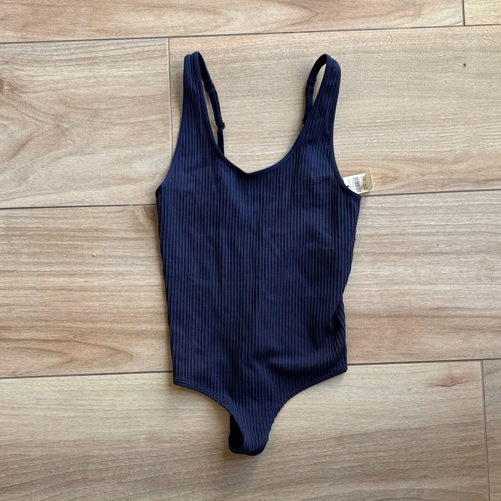 Aerie Superchill Ribbed Scoop Neck Tank Bodysuit